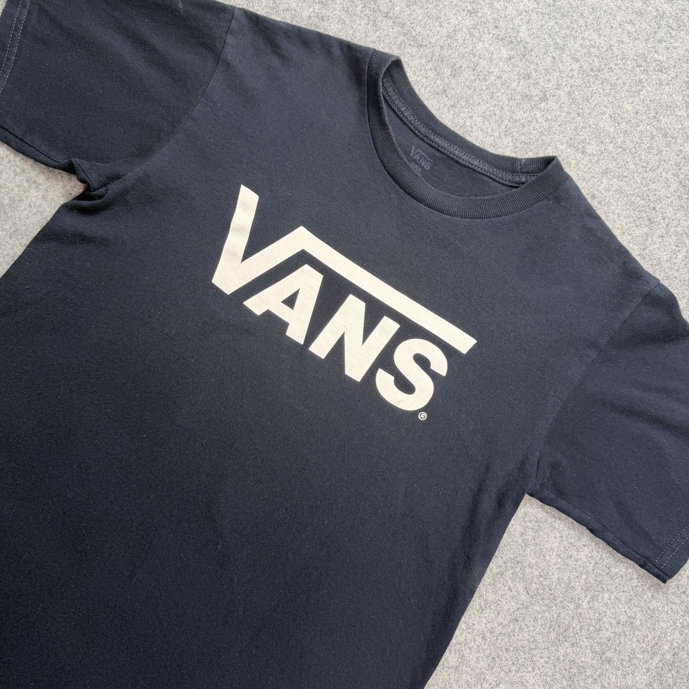 Vans Classic Logo T-Shirt Men's Small Black White Short Sleeve Crew